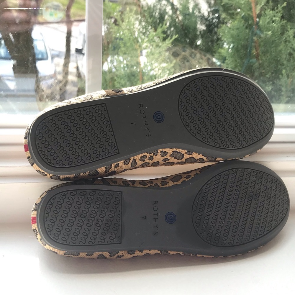 Rothy's Leopard Print Flats with Blue Trim - Picture 9 of 10